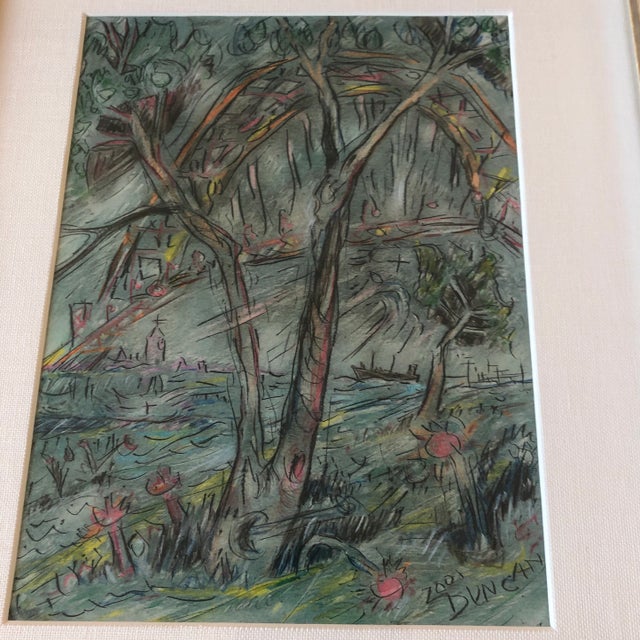 Original drawing/Encaustic on paper signed bottom right 9 x 12 overall size with custom frame is 17 x 19