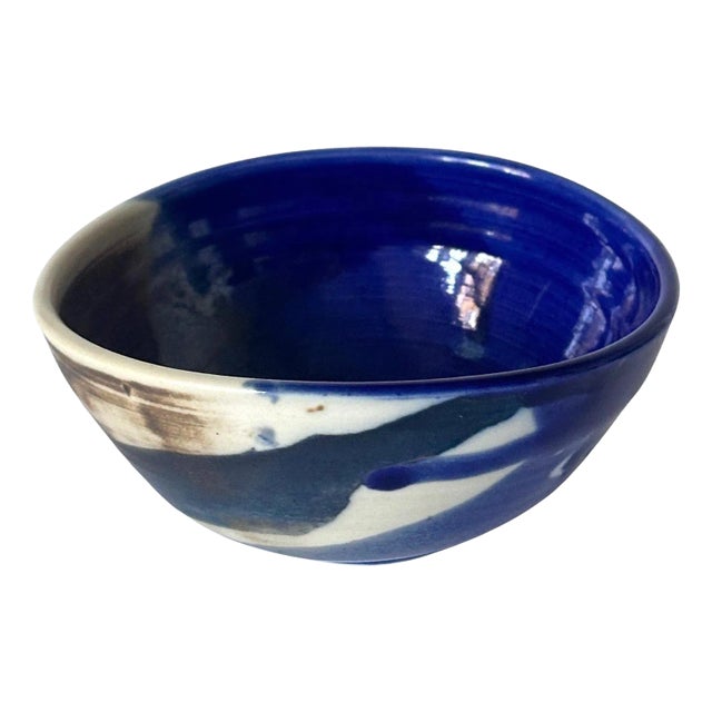 Ceramic Tea Bowl with Brilliant Blue Glaze by Toshiko Takaezu For Sale