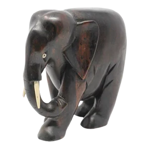 Hand Carved Wood African Elephant