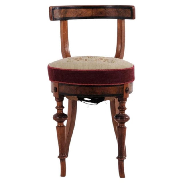 Small Piano Stool in Polished Walnut with Marquetry, 1880 For Sale - Image 12 of 12