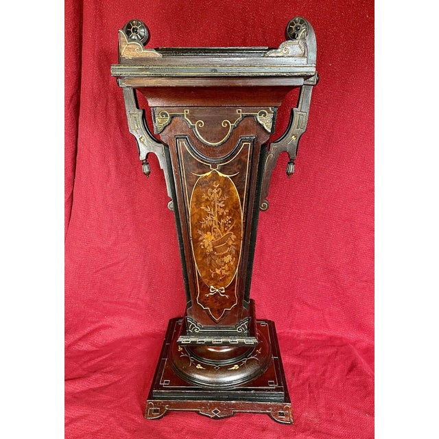 ANTIQUE VICTORIAN RENAISSANCE REVIVAL AESTHETIC Style Ornate Walnut Pedestal For Sale In Cleveland - Image 6 of 18