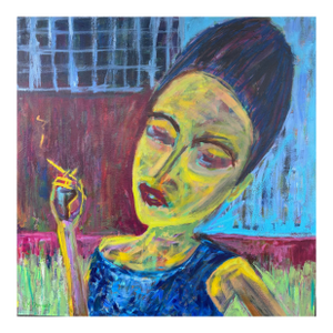 “Between Thoughts” Original Acrylic Contemporary Expressionism Portrait by Linda McDonough
