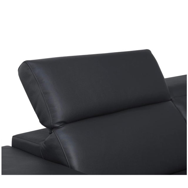 Favo Black Leather Match Sectional Sofa For Sale - Image 4 of 5