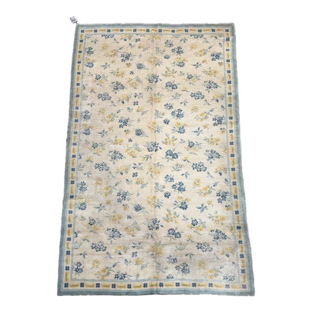1920s Portuguese Rug With Allover Floral Design For Sale