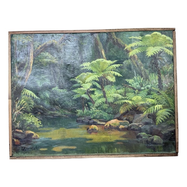 Jungle Forest Landscape, 1960s, Oil on Canvas For Sale