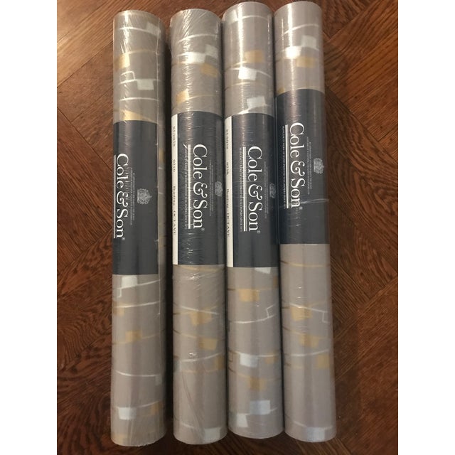4 Brand new unopened Cole and Sons Bunting - Octave wallpaper. Taupe/Gray background with silver and gold metallic...