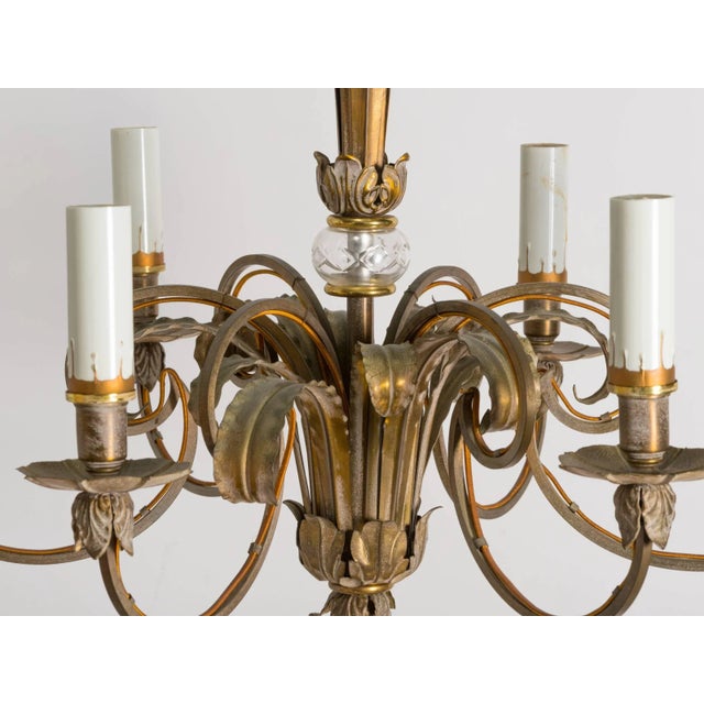 Brass Plume Chandelier For Sale In New York - Image 6 of 8