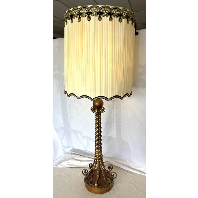 1950's Mid-Century Modern Tall Twisted Metal Table Lamp For Sale - Image 14 of 15