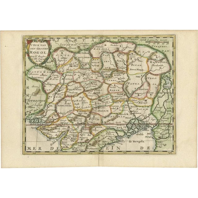 Antique Map Cartographic of Mughal Dominion, 1705 For Sale - Image 8 of 8