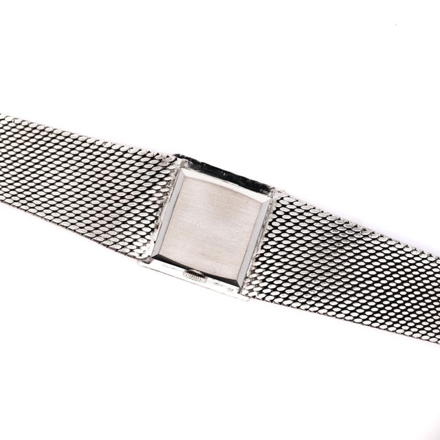 Rolex 1970s Rolex Precision 2157 Ladies 18k White Gold Diamond Bezel Blue Dial Watch 1972 For Sale - Image 4 of 12