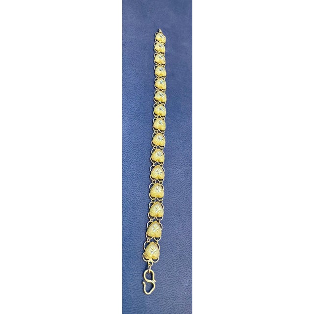 Heart Link 24 Karat Pure Yellow Gold Solid Bracelet, 16.5 Gm, 6.8 Inch For Sale - Image 4 of 8