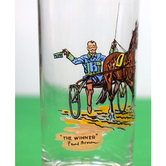 Traditional Set X 3 Paul Brown Hand Painted Harness Scene Highball Cocktail Glasses For Sale - Image 3 of 4