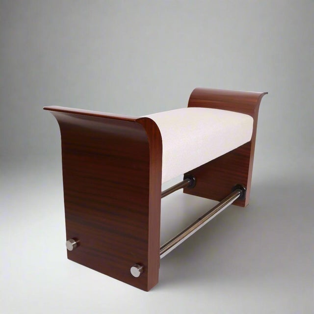 Brown Single Art Deco Bench , France 1920's For Sale - Image 8 of 18