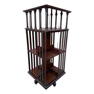 Victorian Revolving Bookcase in Mahogany and Brass, 1870s-1900s For Sale