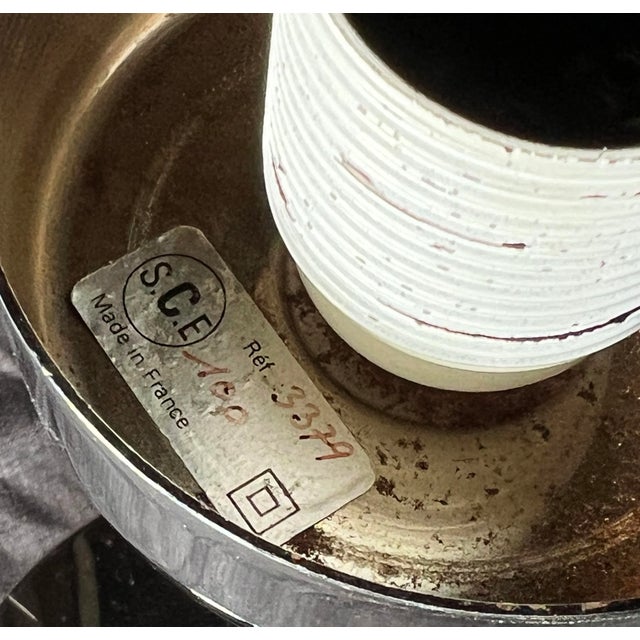 Metal Mid Century Modern 1970's French Chrome & Glass Table Lamp by s.c.e. For Sale - Image 7 of 9