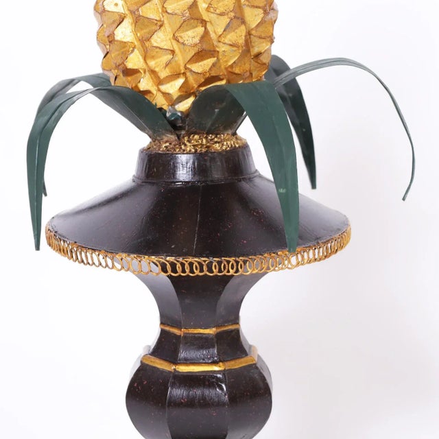 Pair of Vintage Italian Tole Pineapples For Sale In West Palm - Image 6 of 8