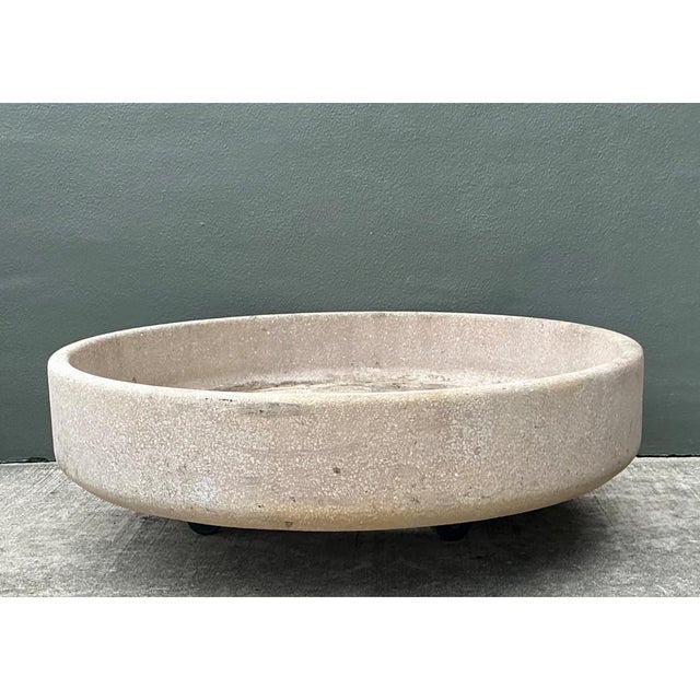 Vintage Monumental Stone Disc Garden Planter For Sale - Image 9 of 11