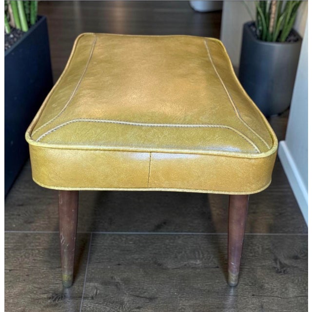 Vintage Mid-Century Modern Babcock-Phillips Vinyl Ottoman Footstool – Dated 1962 For Sale - Image 6 of 10