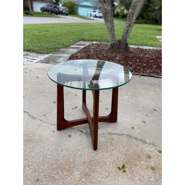 1950s Vintage Adrian Pearsall Style Ribbon Side Table With Round Glass Top For Sale - Image 12 of 13