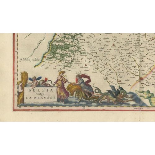 Antique Blue Map of Beauce & Perche, France, 1642 For Sale - Image 4 of 11