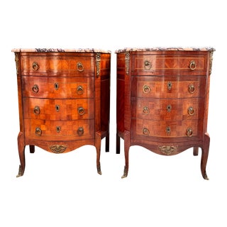 Early 20th Century Pair of Louis Xv/Xvi Transitional-Style Chest/Commodes For Sale