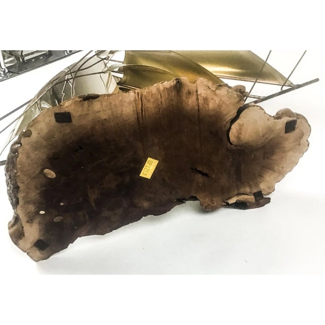 Vintage Brass Wood & Copper Artisan Sailboat Sculpture For Sale - Image 12 of 13