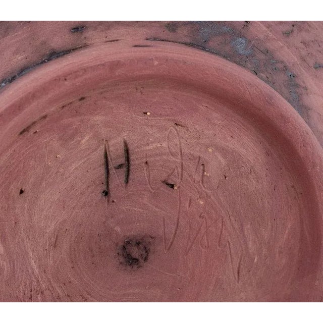 Scandinavian Handmade Ceramic Earthenware Bowl with Incised Floral Decoration For Sale - Image 6 of 7