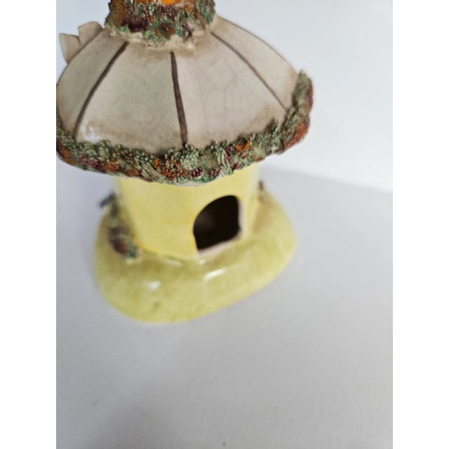 1920s Charming Staffordshire Hexagonal Yellow Mossy Cottage Pastillevl Burner For Sale - Image 5 of 6