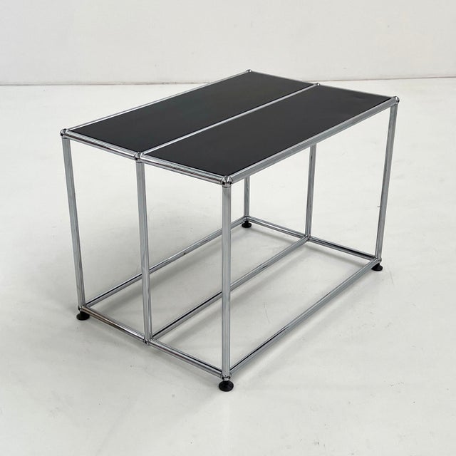 Metal Black Low Console Table by F. Haller & P. Schärer for USM Haller, 1980s For Sale - Image 7 of 9