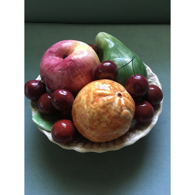 Ceramic Vintage 1950s Bassano Italy Faux Fruit Woven Basket Ceramic Bowl For Sale - Image 7 of 13