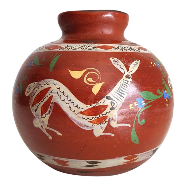 Vintage Mexican Folk Art Rabbit Jar For Sale