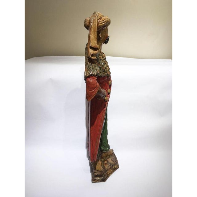 Red Venezian Polychrome Lacquered and Wooden Engraved Sculpture, 1750 For Sale - Image 8 of 18