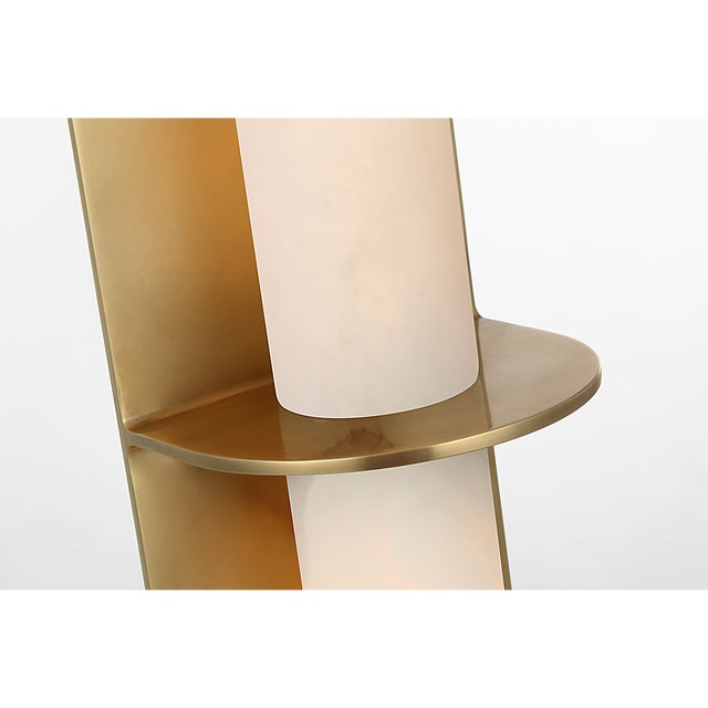 2020s Kelly Wearstler for Visual Comfort Signature Fosse 28" Linear Tube Sconce in Antique-Burnished Brass with Alabaster For Sale - Image 5 of 10