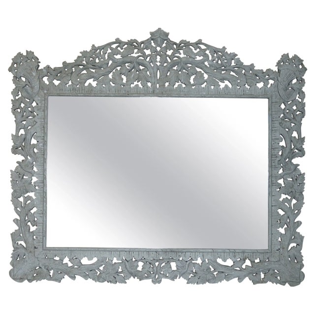 Large Antique Hand Carved & Painted Burmese Overmantle Mirror from Libertys London For Sale - Image 13 of 13