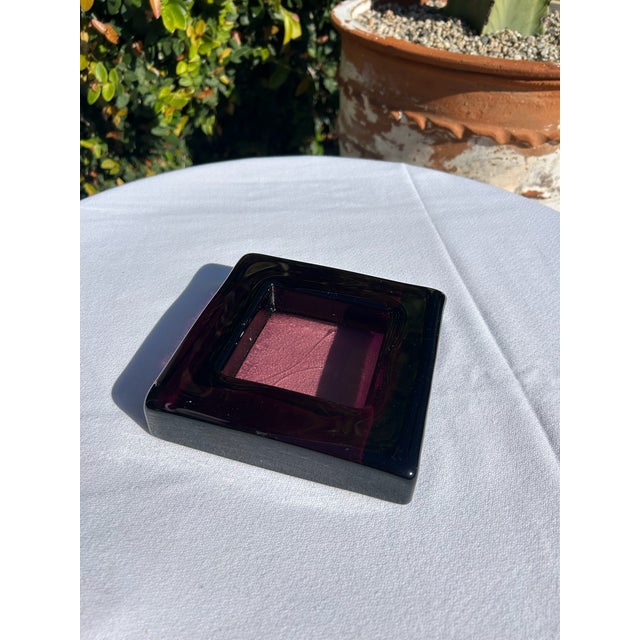 Vintage Plum Glass Square Catchall Dish For Sale - Image 16 of 17