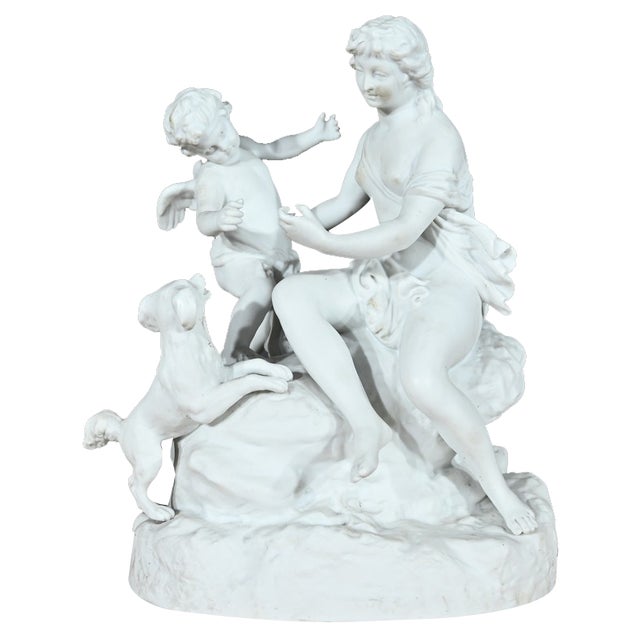 Bisque Sculpture of Venus and Amor, Late 19th Century For Sale