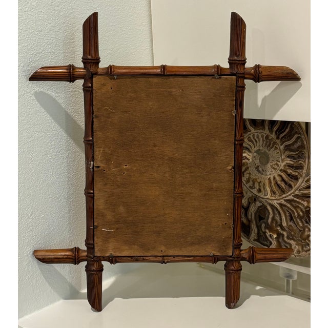 Glass Antique Petite French Faux Bamboo Mirror For Sale - Image 7 of 18