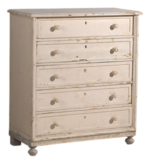 Vintage White Tall Chest of Drawers, 1920