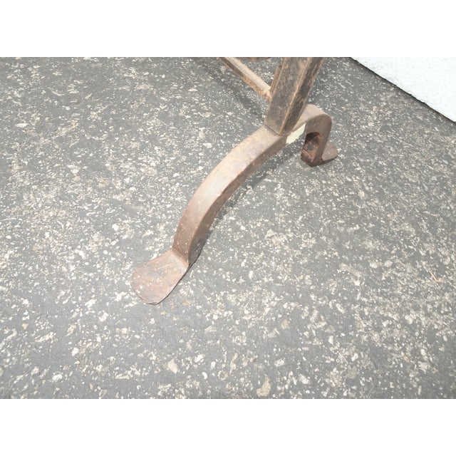 Vintage French Country Black Wrought Iron Fireplace Screen W Spear Tip Finials For Sale - Image 9 of 12