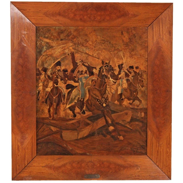 1900 - 1909 Large Beautiful Parquetry Equestrian Panel C.1900 For Sale - Image 5 of 5