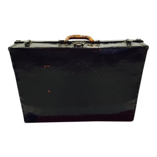 Antique Black Lacquered Suitcase For Sale