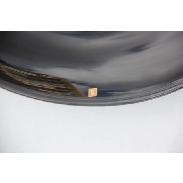 Centerpiece Fontana Arte Max Ingrand black mirrored colored bent cut glass model 2241. Original label. This piece has an...