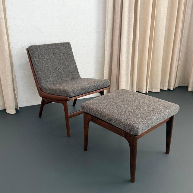 Mid-Century Modern 1960s Scandinavian Modern Teak Slipper Chair Ottoman Set by Gerhard Berg For Sale - Image 3 of 11