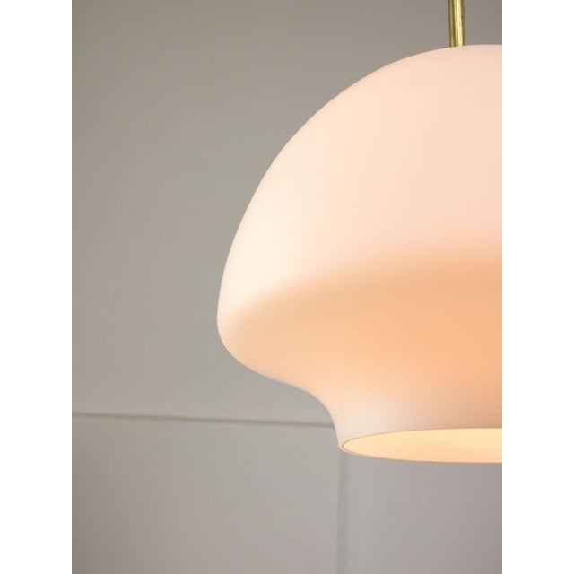 Mid-Century Modern Italian Opaline Glass and Brass Pendant Lamp For Sale - Image 12 of 16