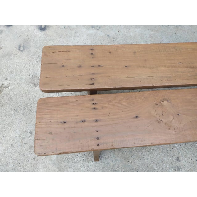 Wood Set of Antique Benches For Sale - Image 7 of 13