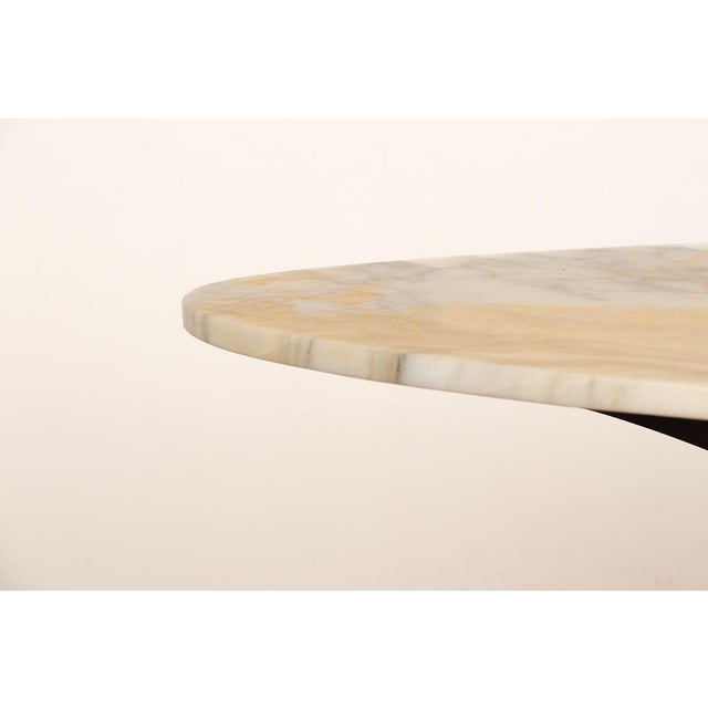 Oval Coffee Table in Carrara Marble and Rosewood by Hugues Poignant 1960. from Roche Bobois For Sale - Image 17 of 18