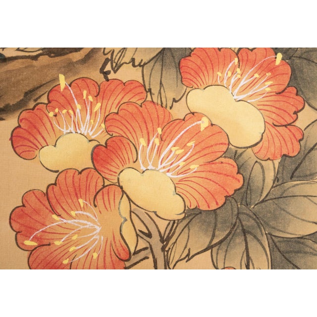 C. 1970s Maitland Smith, Painted Folding Screen "Magnolia and Sparrows" For Sale - Image 12 of 18