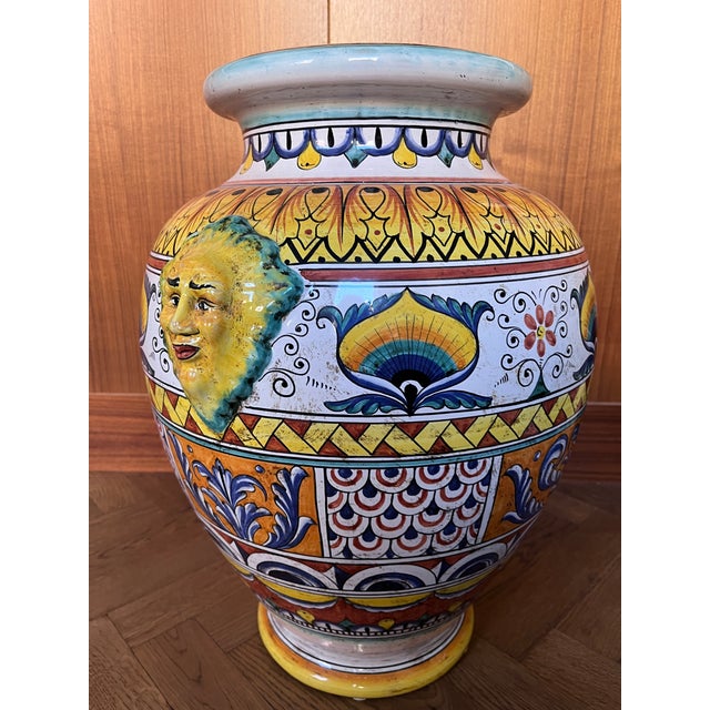Ceramic Late 20th Century Deruta Handmade, Hand Painted Vase/Umbrella Stand For Sale - Image 7 of 10