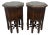 Pair of Vintage Carved Wood Octagonal Marble Top Tables For Sale