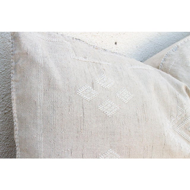 1990s Linen Tail Oversized Lumbar Moroccan Pillow For Sale - Image 5 of 8